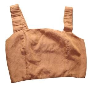 Zara Brown Cropped Tank Top Open Back Spring Summer Lagenlook Neutral Old Money